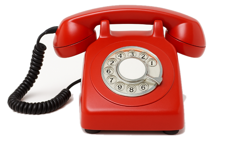 Red retro rotary telephone